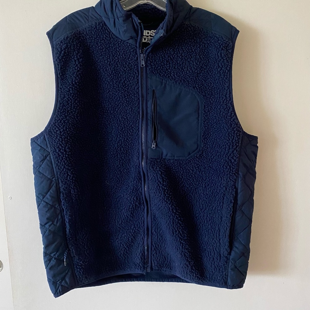 Lands End Mens Fleece and Quilted Vest- Navy